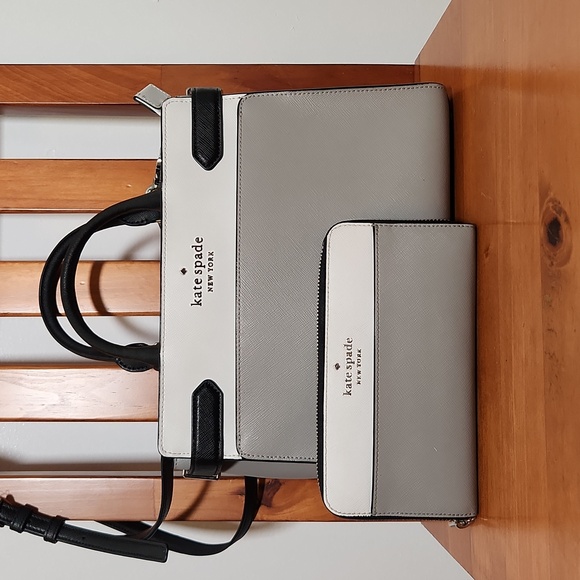 kate spade Handbags - KATE SPADE Staci Medium Satchel and Wallet Bundle in Nimbus Grey